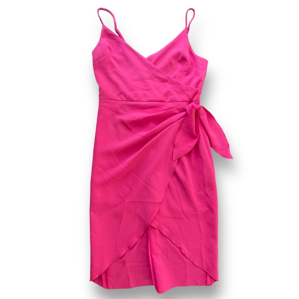 BCBGeneration Barbie Pink Faux Wrap Sleeveless Dress Women's Size 4 Barbiecore